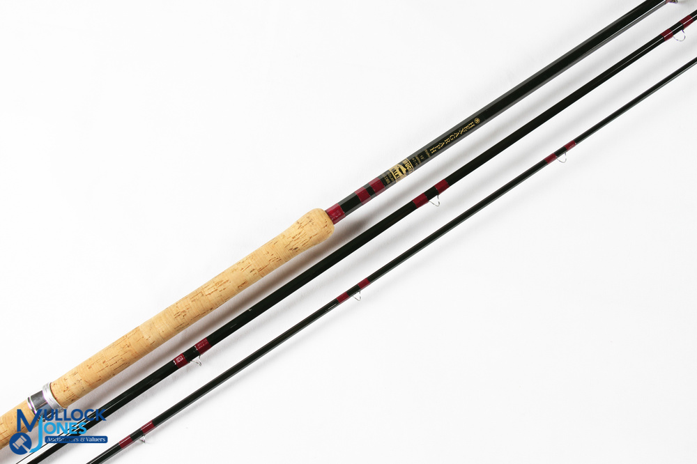 Bruce & Walker hand built green hexagraph salmon spinning rod 13' 3pc line 7/10#, 24" handle, - Image 2 of 5