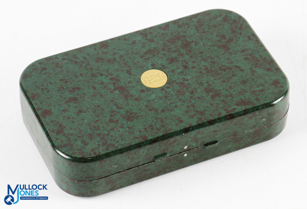 A fine Hardy Bros modern Neroda dry/wet fly box mottled green finish 6 ¼" x 3 ¾" x 1 ½" smooth - Image 2 of 2