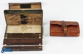Unnamed black wallet with hooks in parchment folder dated 1800, with hardwood and bone line winder