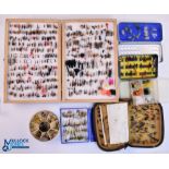 Collection of Fly-Fishing Fly Boxes/ Tins/ wallet with contents of dry & wet flies - to include an