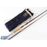 Hardy Fibalite spinning rod, 7/8lbs, 8'6" 2 piece brown hollow glass, guides whipped green, tipped