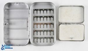 Richard Wheatley 6" x 3 ½" slim alloy fly box, clear view hinged lid to base with 5 sections and 35L