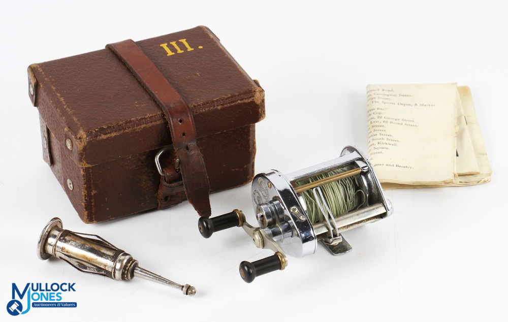 Major Kenneth Dawson ‘West Country’ owned Hardy Bros “Elarex” casting reel – in Rexene case