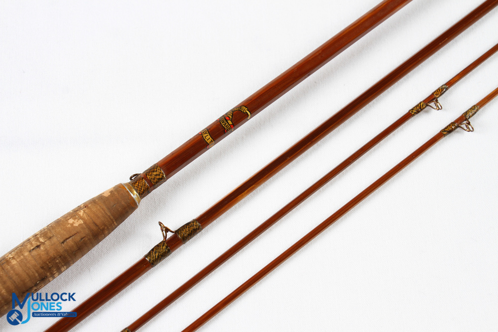 Millwards Flylite split cane trout fly rod 8' 3pc with spare tip No 5049, copper anodised reel - Image 2 of 4