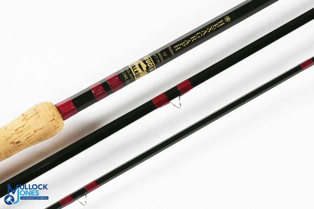Bruce & Walker hand built green hexagraph salmon spinning rod 13' 3pc line 7/10#, 24" handle, - Image 3 of 5