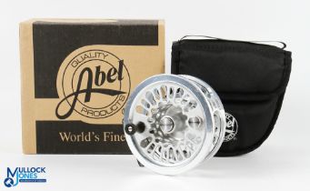 Abel Super 12 saltwater fly reel in platinum finish, 4 ½" diameter, reel No. S901, right hand