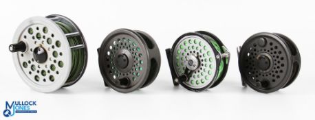 4x Various Fly Reels - to incl' Youngs 4.25" alloy salmon fly reel with constant check, 3.5"