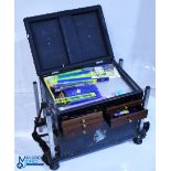 Map Fishing Tackle Box Seat, with a selection of coarse fishing accessories inside of line, line