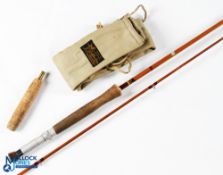 J S Sharpe Ltd Aberdeen split cane trout fly rod 9' 6" 2pc line 7 with 5" butt extension, alloy down