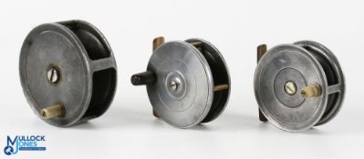 3x Various fly reels - to incl a 'Made in England' 3.5" alloy fly reel with constant check, smooth