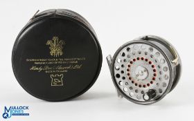 Hardy Bros "The Zenith" alloy trout fly reel 3 3/8" wide spool, 2 screw latch, black handle,