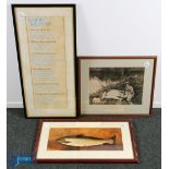 3x Fishing Prints / Pictures - all from Sweets Tackle Shop Usk to include a hand calligraphy fishing