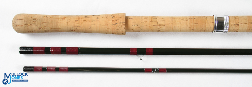 Bruce & Walker hand built green hexagraph salmon spinning rod 13' 3pc line 7/10#, 24" handle, - Image 4 of 5