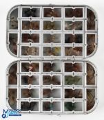 A fine and hard to find Richard Wheatley 32 window alloy dry fly tin 6 ½" x 3 ½" x 1 ¾", all windows