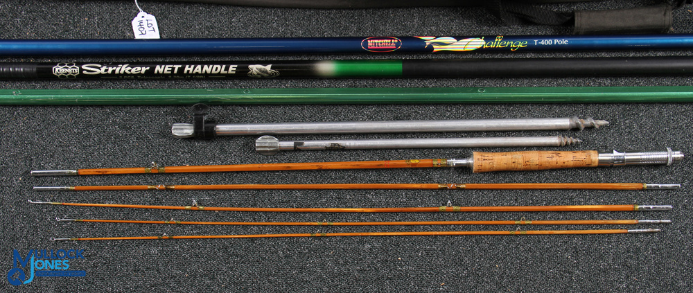 Large Canvas Fishing Rod Bags, with multi pockets, and contents of a 3-piece Japanese split cane - Image 2 of 2