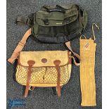 Barbour Fishing Bag, canvas with webbing shoulder strap, leather trim comes with a Leeda fishing