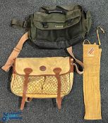 Barbour Fishing Bag, canvas with webbing shoulder strap, leather trim comes with a Leeda fishing