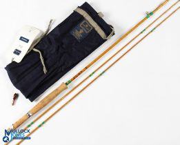 A fine Hardy Alnwick "J J H Triumph" palakona split cane trout fly rod 8' 9" 2pc with spare tip,