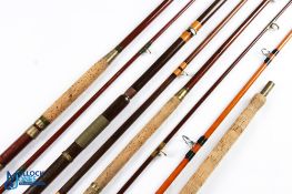 4x Vintage Sea/Boat fishing rods - to incl' 8ft 4" 2 piece heavy greenheart shark rod with porcelain