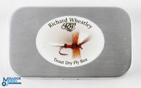 Unusual Richard Wheatley alloy fly tin - 6 ½" x 3 ½" with 13 spring windows to base (3 different
