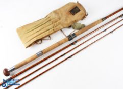 Hardy Split Bamboo 15ft 3pc Rod with spare tip, Hardy makers marks to butt, numbered C30107, in
