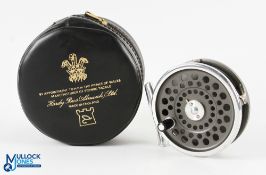 Hardy Bros "Marquis 6" alloy trout fly reel 3 ¼" spool with 2 screw latch and black handle, rear