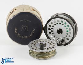 Hardy Bros "The Viscount 150" alloy trout/sea trout fly reel with spare spool, 3 7/8" spool with 2