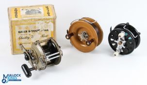 Alvey Snapper 5" reel composite wide spool with star tensioner and twin mushroom handles, steel back