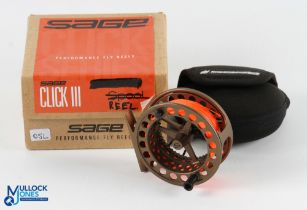 Sage USA Click III superlight bronze colour alloy brook trout fly reel 3 ¼" caged shallow spool, 'O'