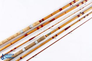 Unnamed very good whole cane rod with spliced split cane tip section, 15' 3pc, 32" handle with