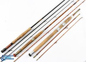 A Moore of Liverpool 8' 2 piece split cane fly rod, over whipped to butt section and 6" of tip,