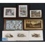 Period Fishing Picture Engravings, Print, Cigarette cards, of a printed on glass fishing boat