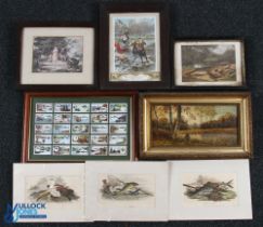 Period Fishing Picture Engravings, Print, Cigarette cards, of a printed on glass fishing boat