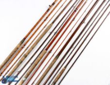 5x Various Rods - to include Bernard & Son London 15ft 3 piece greenheart salmon fly rod with