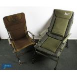 2x Padded Fishing Chairs, a Fox Duralite and a Prestige Carp Porter - both with padded seat arm