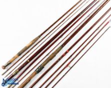 3x Various Rods - Malloch of Perth 16ft 3 piece greenheart salmon fly rod with ceramic and snake