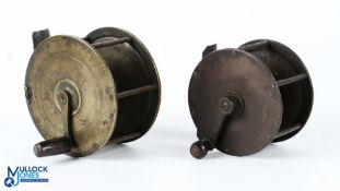 Pair of early 19th c brass winch reels featuring a Graham Cockermouth (clockmaker) stamped 3.25"