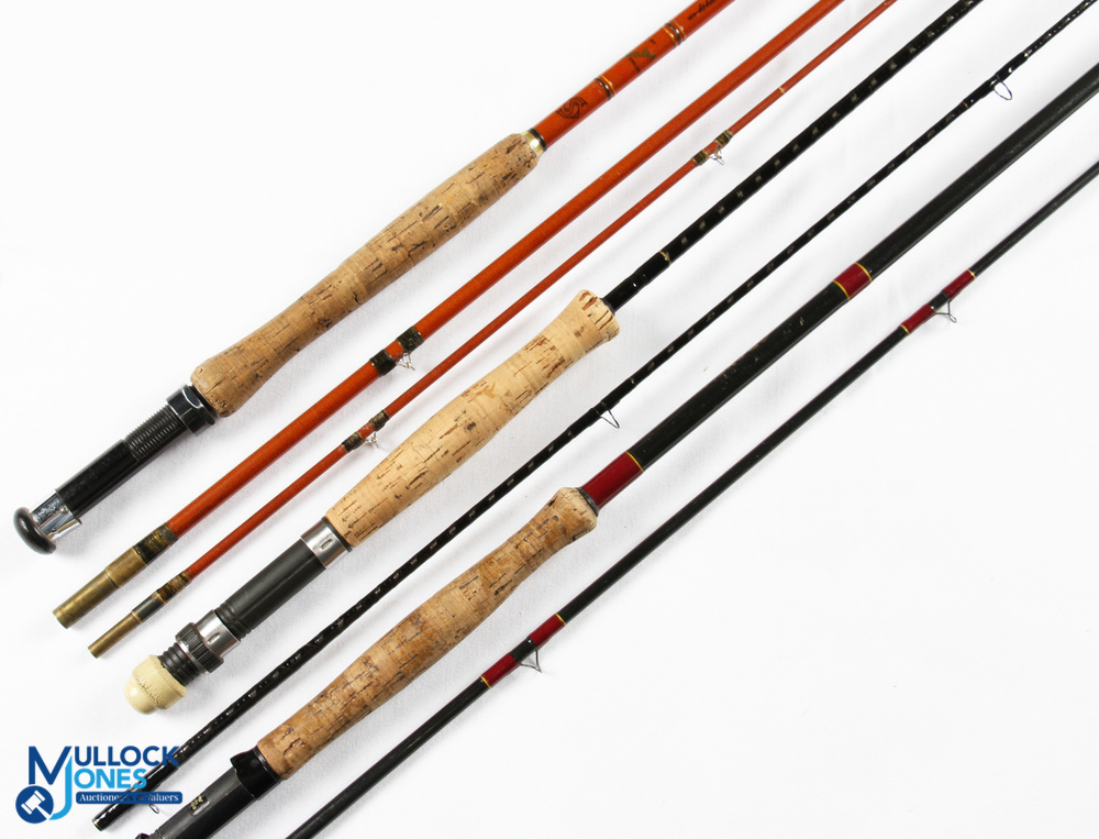 3x Various Fishing Rods - features Edgar Sealey & Sons 9 ft 3 piece black arrow glass trout fly - Image 2 of 2