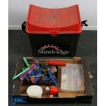 Sunridge Tackle Box Seat, with shoulder strap and contents of coarse and sea fishing accessories, to