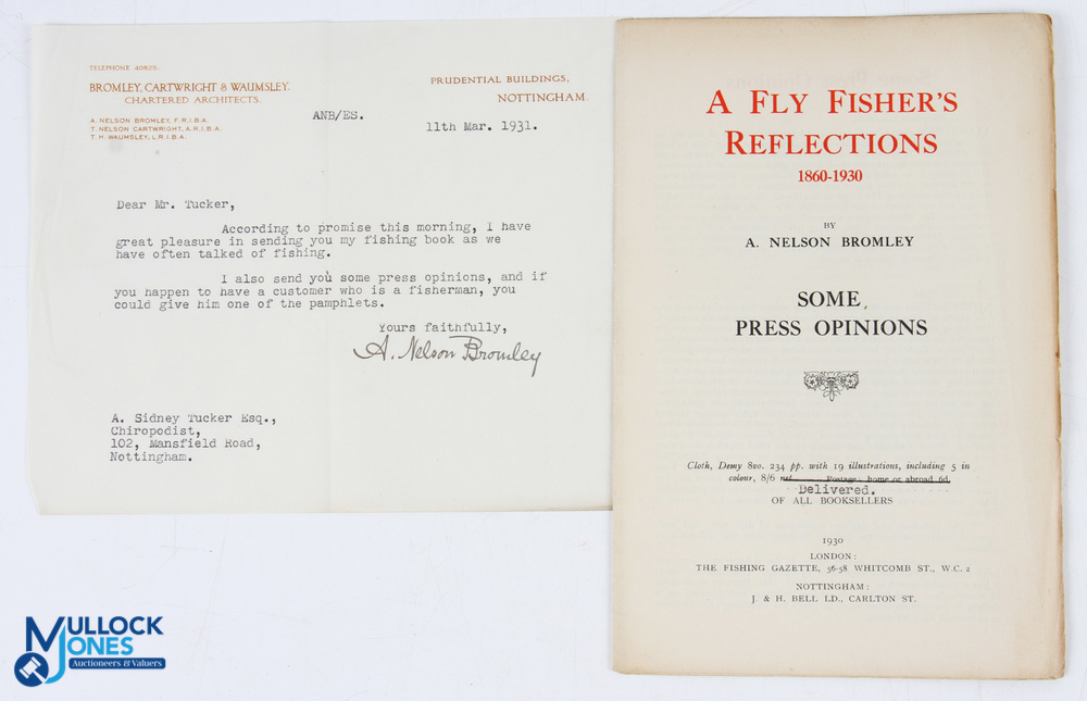 1930 A Fly Fisher's Reflections 1860-1930 A Nelson Bromley with a signed covering letter from author - Image 2 of 4