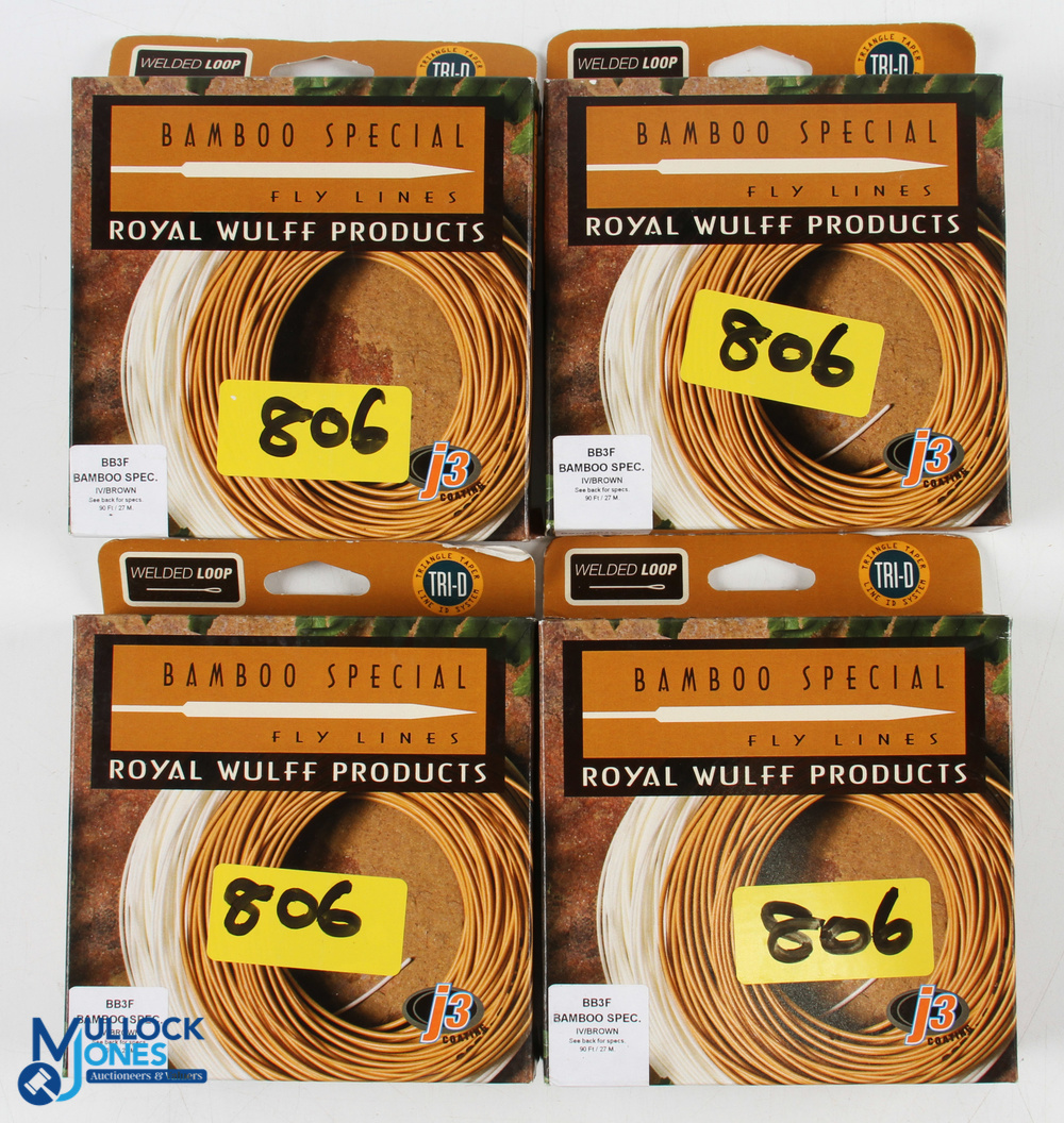 4x Royal Wulff Products BB3F bamboo spec two tone fly lines, unused I original box (4)