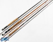 3x Various Fishing Rods to incl' Martin James hollow glass 8ft 6in 2 piece trout fly rod, tip 3"