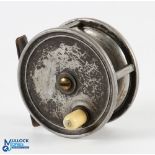 Forrest of Kelso "The Waverley" 3 ½" alloy salmon reel, white handle, original brass drum screw,