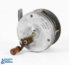 Rare HJ Thomas, Leeds "The Rapid" alloy geared multiplier reel, 2 5/8" diameter, brass crank handle,