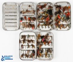 3x Wheatley Slim alloy Fly Boxes - with contents of Salmon flies, a good selection to include single