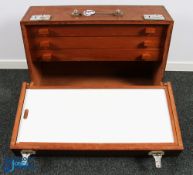 Hardwood Dovetailed Fly-Tying Storage Box, with 3 drawers and a lidded compartment, in good clean