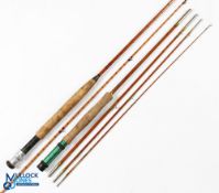 Phillipson Smuggler 7ft 8in 4 piece split bamboo trout fly rod model HDH 4 ¾ full bridge butt