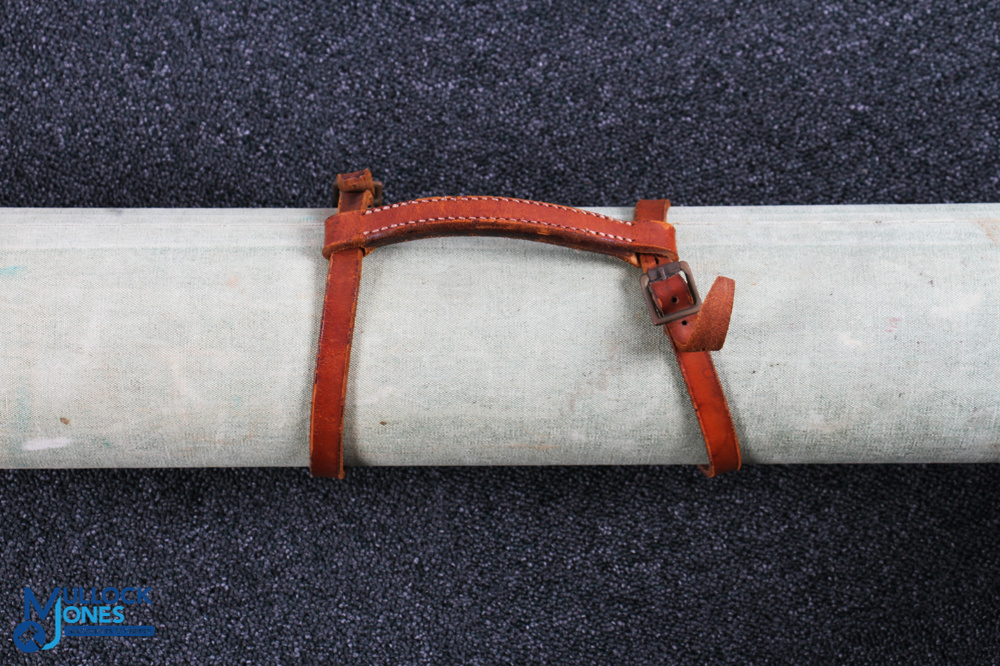 A multi rod carry case hard tube covered with canvas with leather fittings - 60" x 4 ½" dia, with - Image 2 of 3