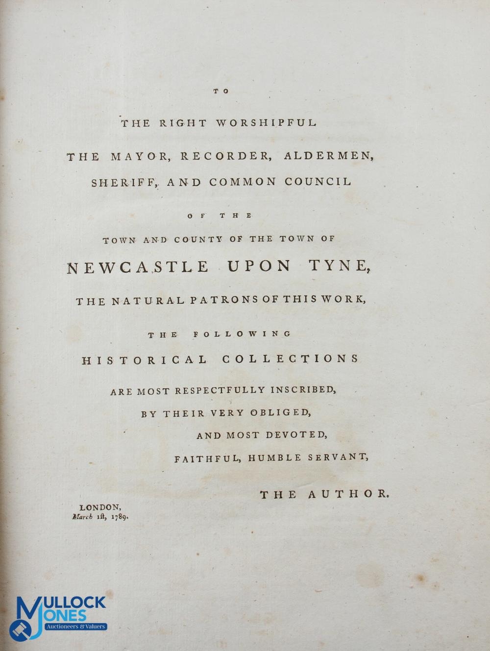 History of Newcastle by John Brand 1789 - first edition, complete in two volumes - Vol I, pp xvi, - Image 3 of 3