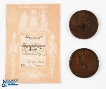 London Institution - Bronze Membership Ticket Circa 1820s-30s - with medallions Obverse; Seated